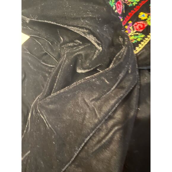 Free People Always Forever Black Velvet Embroidered Tunic Dress Sz XS TP - Picture 5 of 8